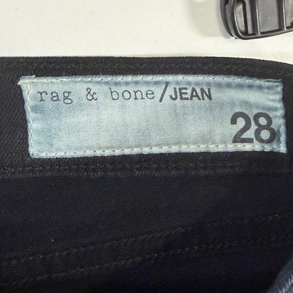 Rag & Bone The Dre Slim Boyfriend Jeans Dark Indigo Distressed Knee Size 28 - Picture 8 of 13